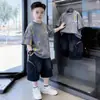 Ropa para niños, conjunto de outfit de verano para niños, nueva colección de verano 2027, estilo deportivo, camiseta fina de manga corta para niños mayores, moderno y genial