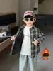 9761 Camisa Grossa para Meninos com Lã Outono e Inverno 2026 Novo Estilo Jaqueta para Menininho Camisa Grossa Infantil Tendência Tendência