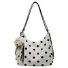 2026 Bolsa Tote Fashionável de Poá Retro com Temperamento Bolsa Grande Feminina Casual de Ombro Único Transversal para o Dia a Dia Bolsa Grande de Lona