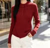 Top de punto corto irregular de cuello alto para mujer Nuevo Otoño/Invierno Diseño Adelgazante Top Básico