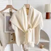 Cachecol Triangular Listrado Outono e Inverno Estilo Coreano, Cachecol Quente e Versátil, Protetor de Pescoço, Xale para Mulheres