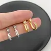 Brincos de Zircônia em Forma de C Pendurados na Orelha para Mulheres, Novos Brincos Populares com Design Único, Brincos de Argola de Alta Qualidade