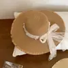 2026 Nuevo Estilo Sombrero de Paja con Ala Ancha y Lazo de Encaje para Mujer Sombrero de Protección Solar de Verano Sombrero para Vacaciones en la Costa Playa