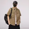 Nueva Camisa de Trabajo Lavada Japonesa Vintage de Manga Corta para Hombre Verano 2026, Chaqueta Camisa Casual Holgada de Moda