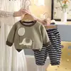 Conjunto nuevo de primavera y otoño estilo coreano para niños, top holgado para niños pequeños, conjunto casual y moderno de dos piezas para bebés
