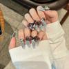 Caja de Tesoro Azul Zan Cui Lujo Ligero Deseo Puro Escalera Super Larga Uñas Artesanales Estilo Hada Elegante y Suave Estilo Socialité Uñas Largas Arte