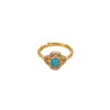Anillo de diamante vintage transfronterizo europeo y americano, anillo abierto de estilo de corte alto de nicho, accesorio de mano versátil y exquisito