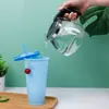 Copo Plástico Pp Sensível à Temperatura Colorido Cruzado Popular Grande Capacidade 710ml Copo com Canudo Cor Fria Mudável Reciclagem 10 Cores