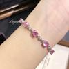 Nuevo Pulsera de Diamante Rojo Rosa Corte Rosa Milenio Octagonal, Pulsera de Diamante Burbuja de Diamante de Alto Carbono Incrustado de Lujo Ligero de Moda
