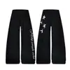 Calça de moletom estampada com letras e estrelas Cleanfit, pernas largas fluidas, corte reto solto, moderna, adequada para o trabalho e o lazer, estilo esportivo, calça comprida
