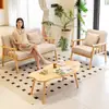 Sala de estar de apartamento pequeño estilo nórdico para uso doméstico estilo japonés madera maciza madera natural sofá pequeño de dos/tres plazas color crema