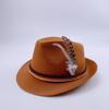 Carnaval Alemán Pluma Oktoberfest Logo Publicidad Fieltro Gris Sombrero de Copa Forma Sombrero Decorativo Fabricante Mayorista