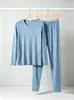 Ropa de Otoño Conjunto de Pantalones de Otoño Estilo Primavera y Otoño para Hombre Conjunto de Pijama de Modal de Manga Larga y Pantalón Largo Ropa de Casa Estilo Hombre
