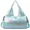 Bolsa deportiva perlada para fitness con separación de seco y húmedo, bolsa de entrenamiento de natación, bolsa de hombro portátil para yoga, bolsa ligera de maternidad para mujeres embarazadas
