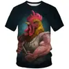 2024 comercio exterior transfronterizo verano nuevo gallo europeo y americano impresión digital 3D manga corta cuello redondo camiseta top para hombre