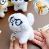 Presente de Ano Novo de 2026 - Cachorrinho de Óculos Pendente Pelúcia Boneca Desenho Animado Bolsa Pingente Chaveiro