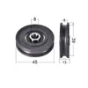 Rolamento 608ZZ com revestimento plástico e canaleta em U de nylon para portas e janelas de correr, polia com canaleta em H em forma de U, roda pequena EUB grande