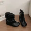 Botas de tornozelo redondas estilo Melard para mulheres, 2026 vintage de couro macio com fivela plissada e cadarço, com design versátil de meia-panturrilha