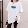 2026 Camiseta de Manga Corta Holgada Verano Nueva Talla Grande Ropa para Mujer Longitud Media Cubre el Vientre Adelgazante Top Elegante