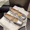 Novidade de Outono Estilo Francês Bico Quadrado Salto Baixo Strass Prata Sapatos Mary Jane para Mulheres, Sapatos de Couro para Combinar com Saias