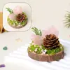 Adorno de musgo eterno para micro-paisaje de cristal con base de madera natural, decoración de cristal natural, piedra bruta de cristal, adorno de racimo de cristal