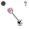 Titânio G23 Simples com Rosca Interna Zircônia Incrustada Anel de Língua Liga de Titânio Joia para Piercing Anel de Língua F136
