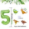 Globo verde de 40 pulgadas número 1-6 tema de dinosaurios globo para fiesta de cumpleaños infantil mini globo de dinosaurio