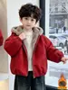 Chaqueta Reversible de Forro Polar Tricolor para Niños Otoño/Invierno 2026 Nueva Elegante Ropa Gruesa de Invierno para Bebé Parka con Capucha