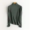 Capa base térmica de lana de cuello alto irregular, top simple de manga larga de color liso, top ajustado para otoño/invierno, estilo nuevo, efecto adelgazante