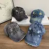 Gorra de Béisbol Lavada Estilo Coreano Bordado de Letras Vintage para Mujer, Versátil Retro Japonés de Primavera y Verano para Circunferencia de Cabeza Grande