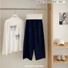 Pantalones Casuales de Pierna Ancha Azul Marino Chic Estilo Coreano, Pantalones Cortos Fluidos, Pantalones de Mezclilla Suaves con un Ambiente Relajado y Perezoso