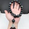 Ela Taicui Pulseira de Obsidiana Branca de Mão com Luz da Lua, Prata, Pedra Yao, Dezoito, Fornecimento ao Vivo