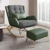 Sillón mecedor de lujo ligero y perezoso, reclinable de ocio para balcón estilo italiano, sofá con estampado de pata de gallo para sala de estar y dormitorio, mecedora para adultos