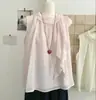 Blusa de moda sin mangas con volantes para mujer, nuevo estilo de verano, elegante y con estilo, top juvenil y adelgazante