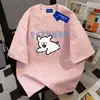 Camiseta de Algodão Puro Pesado Estilo Verão Artístico Fresco Estilo Ins Solta Modeladora Tie-Dye Gola Redonda Manga Curta para Homens e Mulheres Tops de Casal