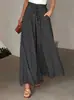 Pantalones de pierna ancha Amazon para mujer 2026 Verano Sueltos de cintura alta con cordón Estilo fino Artístico Versátil Casual Largos Estilo Retro