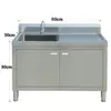 Gabinete de Cocina de Acero Inoxidable 304 Estilo Gabinete Fregadero Lavado de Manos Lavado de Verduras Fregadero de Gabinete Integrado Plataforma de Fregadero de un Solo Tazón