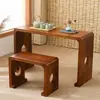 Mesa e Tamboretes Guqin Feitos de Madeira Maciça de Paulownia Queimada, Mesa de Caligrafia Chinesa Zen, Mesa de Chá Estilo Antigo, Mesa e Tamboretes Guqin de Ressonância