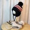 Novo chapéu de lã tricotada feminino inverno quente proteção auricular chapéu inverno ciclismo à prova de frio vento engrossado baotou lei feng chapéu
