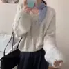 Suéter de punto trenzado casual retro minimalista estilo japonés para mujer, nuevo top corto casual de punto para otoño e invierno