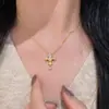 Novo Estilo Chinês Íris Escovado Full Diamond Colar Frio Pingente Vintage Nicho Simples Luxo Leve Corrente de Clavícula Antiga