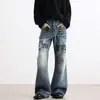 Jeans casuales de pierna ancha, ligeramente atrevidos, de alta gama europea, con estampado de letras, de moda, para hombre y mujer, novedad 2025