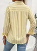 Artículo popular de exportación de Amazon: Ropa casual de mujer europea y americana, camisa a rayas de corte holgado y manga larga