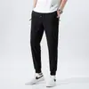 Calças finas de seda gelada de verão para homens, calças compridas casuais, calças esportivas de ar condicionado de secagem rápida, corte solto, tamanho grande, calças de estilo casual