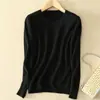 Suéter de punto para mujer otoño e invierno Nuevo Cuello redondo Delgado Sin lana Suéter corto Talla grande Pulóver Camiseta básica Venta al por mayor