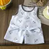 Nuevo Estilo de Verano para Niños Conjunto de Chaleco para Niños Camiseta sin Mangas Chaleco Pantalones Cortos Conjunto Delgado de Dos Piezas para Niños