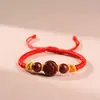 Pulsera Roja de Cuerda de Cinabrio Natural para Niños, Pulsera de Bebé del Año de Nacimiento, Amuleto Seguro de Transferencia, Pulsera de Cinabrio para Bebé
