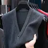 Chaleco de punto para hombres de mediana edad y ancianos, ropa casual holgada para personas mayores, suéter cárdigan sin mangas para hombres