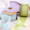 Cinta de malla transparente a cuadros con borde para presionar, accesorios para el cabello con lazo DIY, accesorios para ropa y bolsos, cinta a cuadros hueca horizontal y vertical
