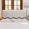 Capa simples e macia para cabeceira de cama, protetor de cabeceira antiderrapante em semi-veludo, capa de cabeceira com borda de ondas florais claras